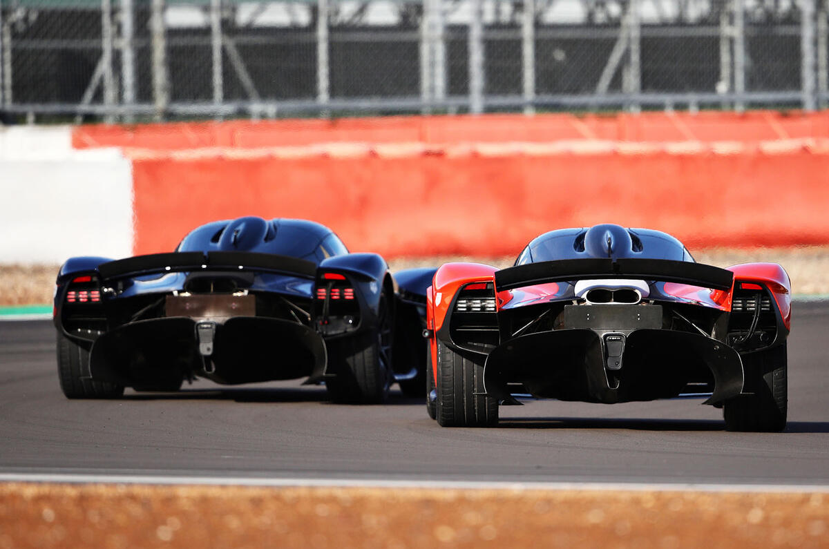 Aston Martin Valkyrie driven by Red Bull F1 drivers - rear Aston Martin Valkyrie driven by Red Bull F1 drivers - rear