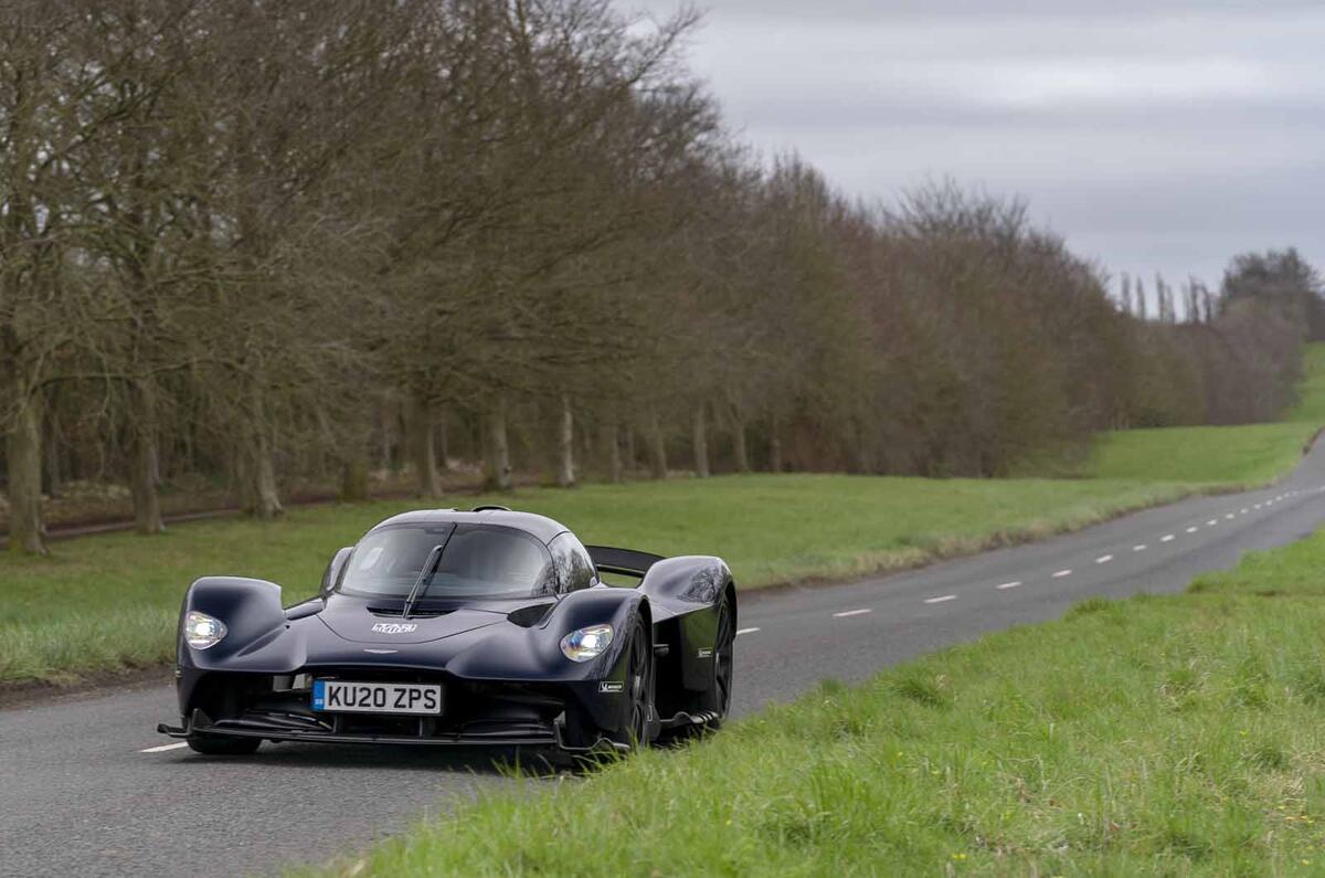 Aston Martin Valkyrie road testing front far Aston Martin Valkyrie road testing front far
