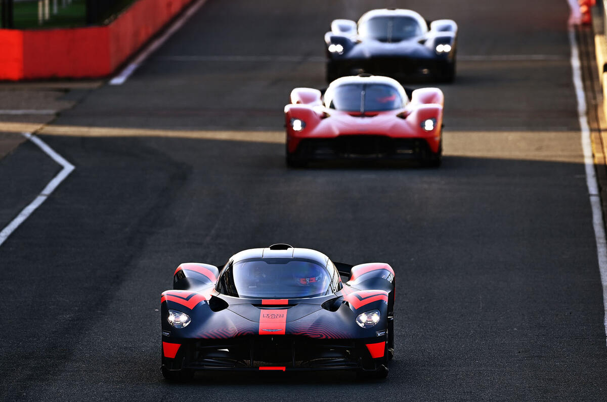 Aston Martin Valkyrie driven by Red Bull F1 drivers - pit lane Aston Martin Valkyrie driven by Red Bull F1 drivers - pit lane