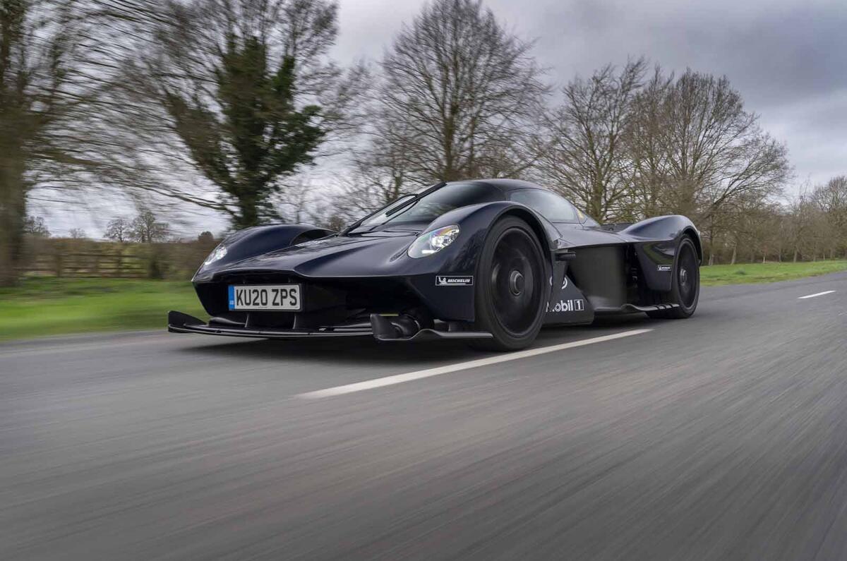 Aston Martin Valkyrie road testing side low Aston Martin Valkyrie road testing side low