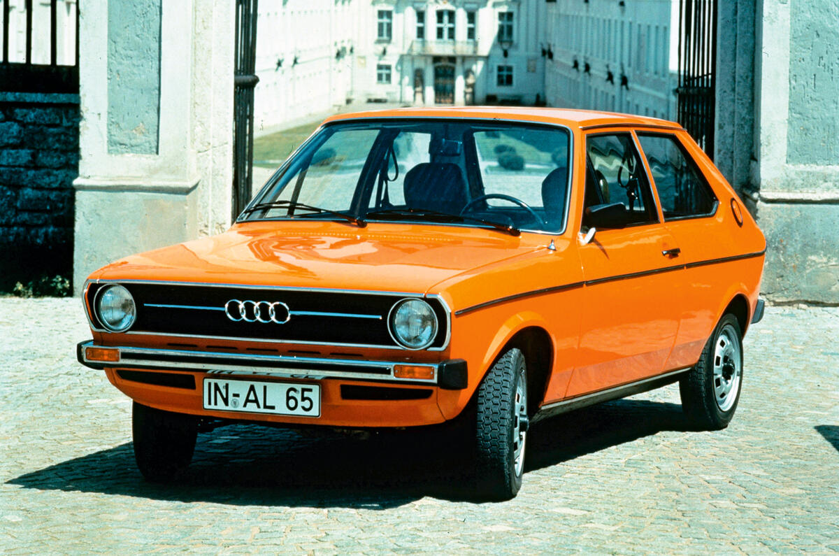 Audi 50 1974 front quarter static Audi 50 1974 front quarter static