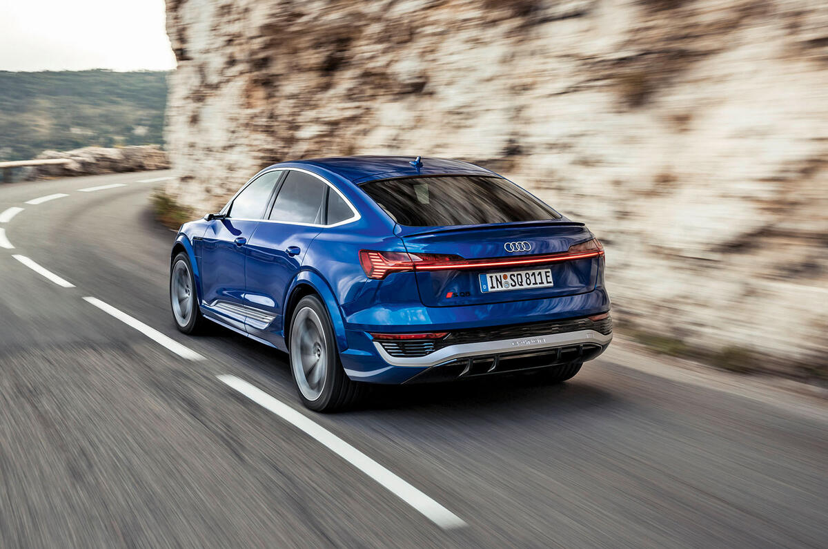 Audi E tron facelift rear three quarter