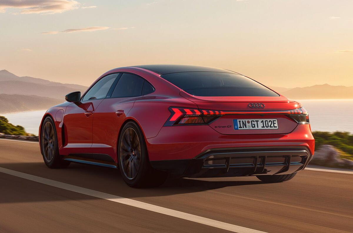 Audi E tron GT Quattro rear quarter tracking Audi E tron GT Quattro rear quarter tracking