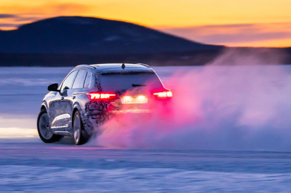 Audi Q6 E Tron 2023 camouflage rear drift Audi Q6 E Tron 2023 camouflage rear drift