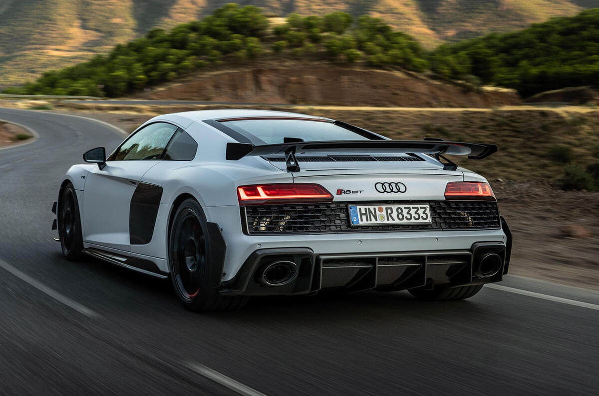 Audi R8 GT on road rear Audi R8 GT on road rear