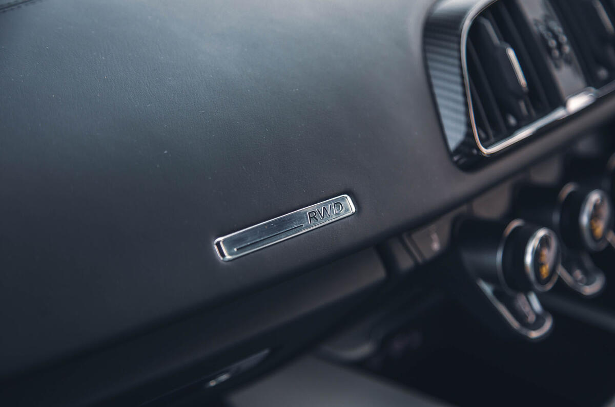 Audi R8 V10 Performance RWD Edition interior badge detail Audi R8 V10 Performance RWD Edition interior badge detail