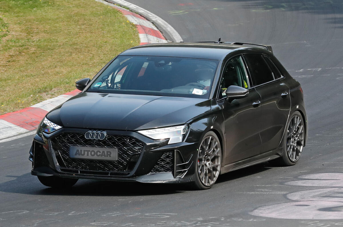 Audi RS3 Nurburgring front quarter tracking
