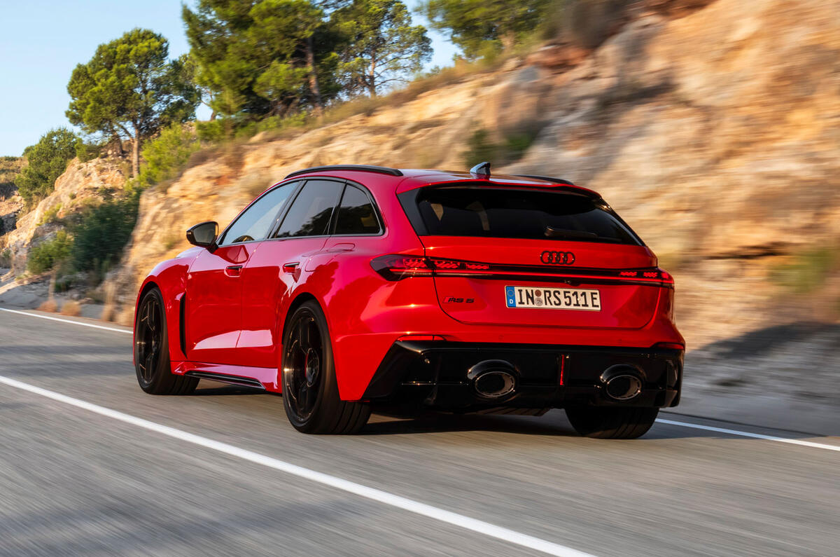 Audi RS5 Avant 2026 rear quarter tracking
