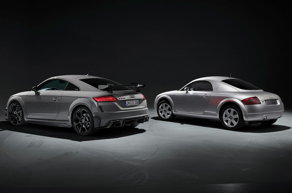 Audi TT RS Iconic with old car Audi TT RS Iconic with old car