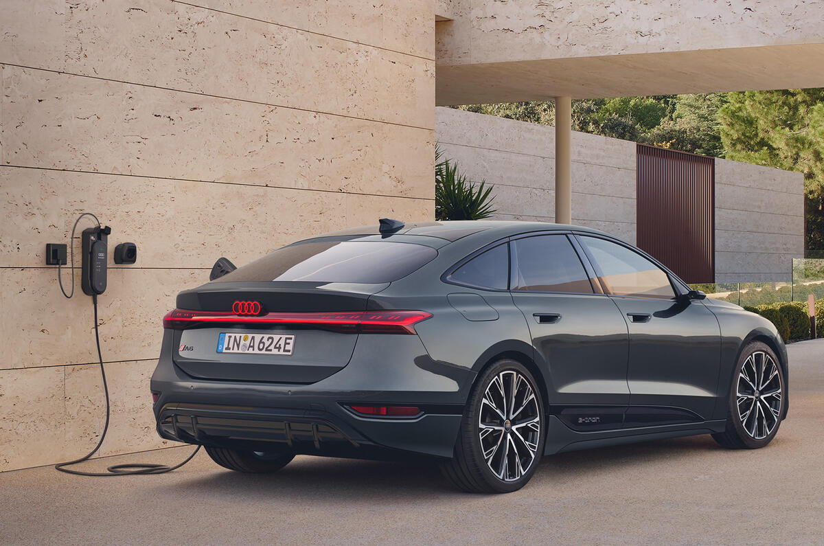 Audi A6 Sportback e tron exterior rear home charging Audi A6 Sportback e tron exterior rear home charging