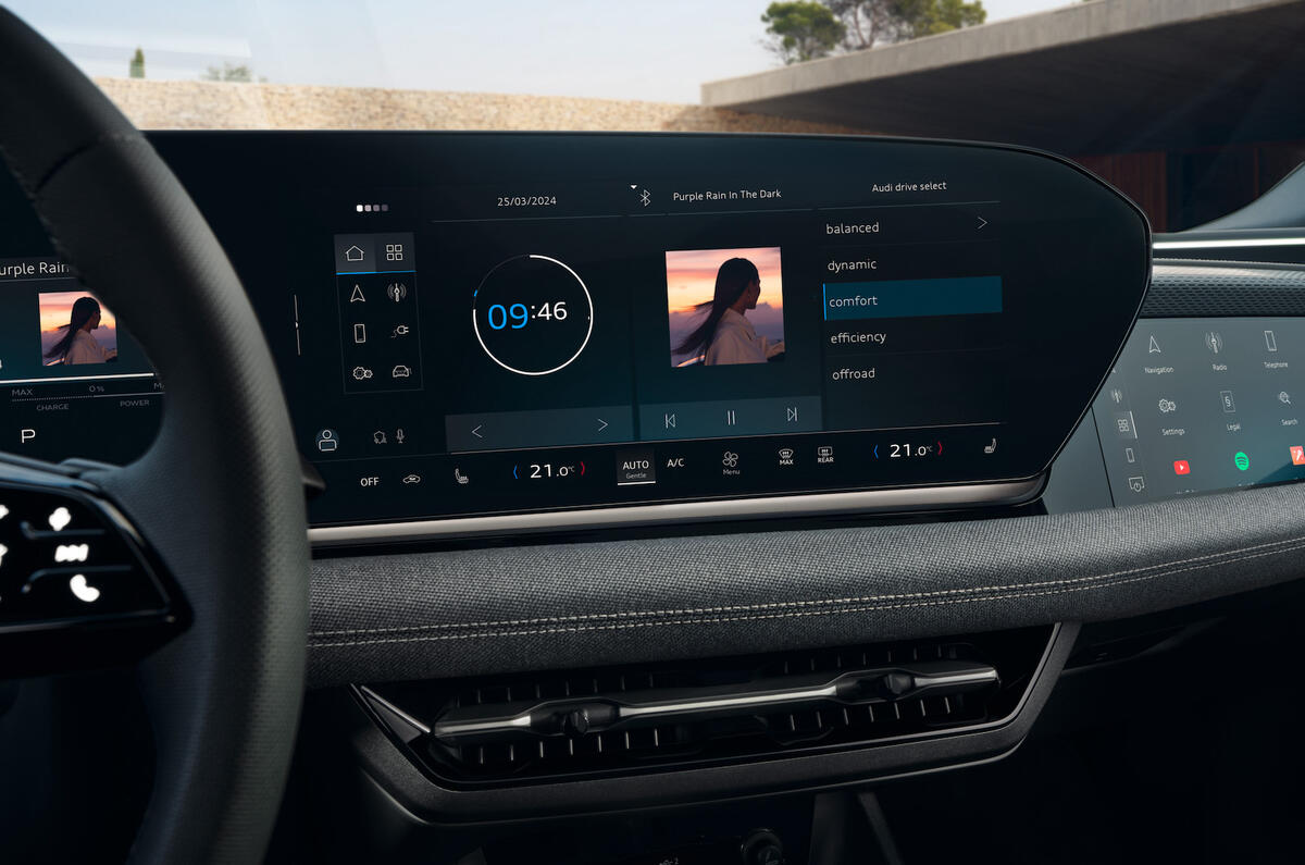 Audi A6 Sportback e tron interior touchscreen detail Audi A6 Sportback e tron interior touchscreen detail