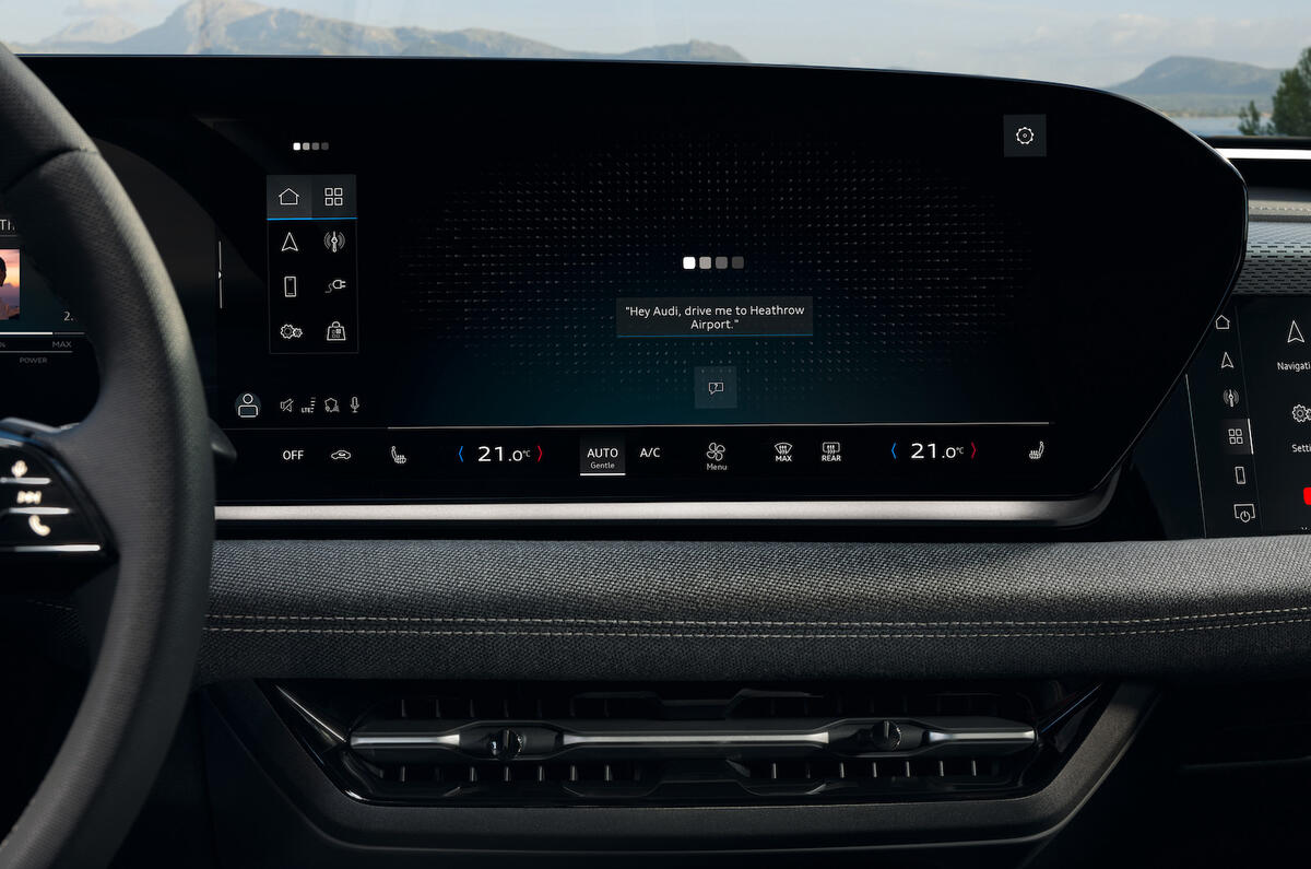 Audi A6 Sportback e tron interior touchscreen voice control detail Audi A6 Sportback e tron interior touchscreen voice control detail