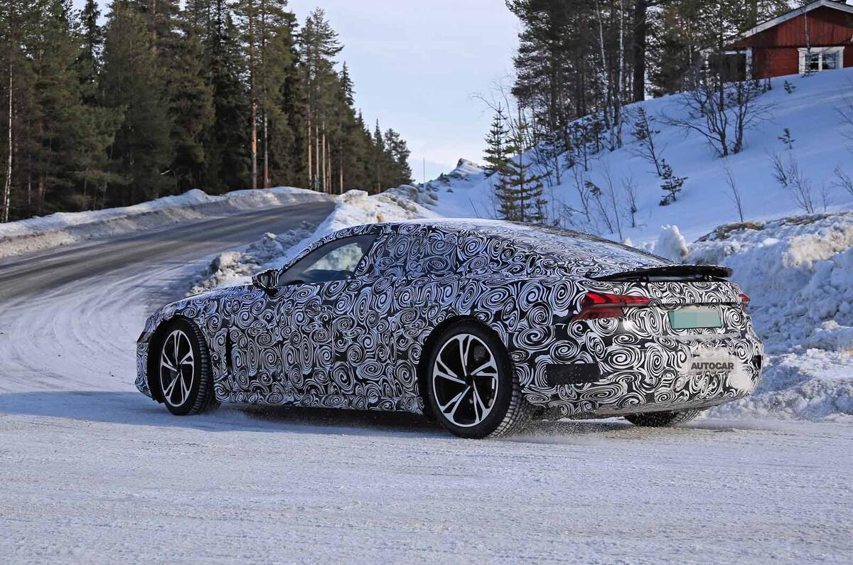 Audi E-Tron GT spyshots side rear