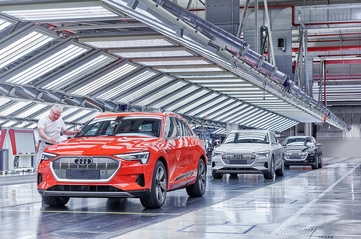 The Audi e-tron is being built in a carbon-neutral factory in Brussels Audi e-tron Brussels factory production line