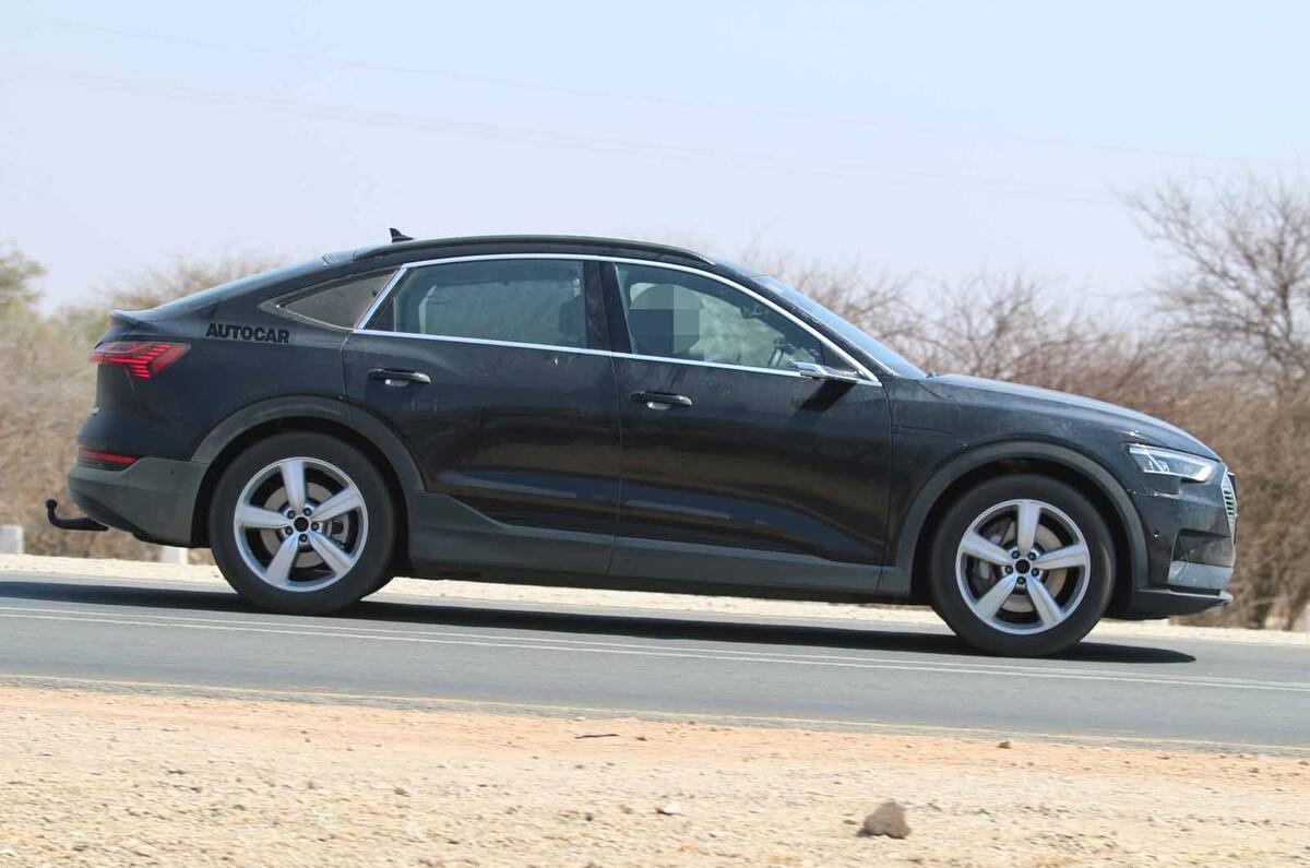 Audi e-tron Sportback spyshot side on