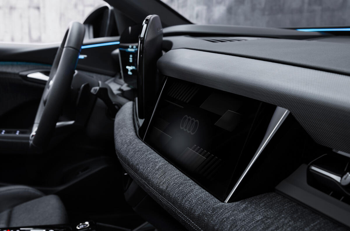 Audi Q6 e tron interior black with passenger screen Audi Q6 e tron interior black with passenger screen