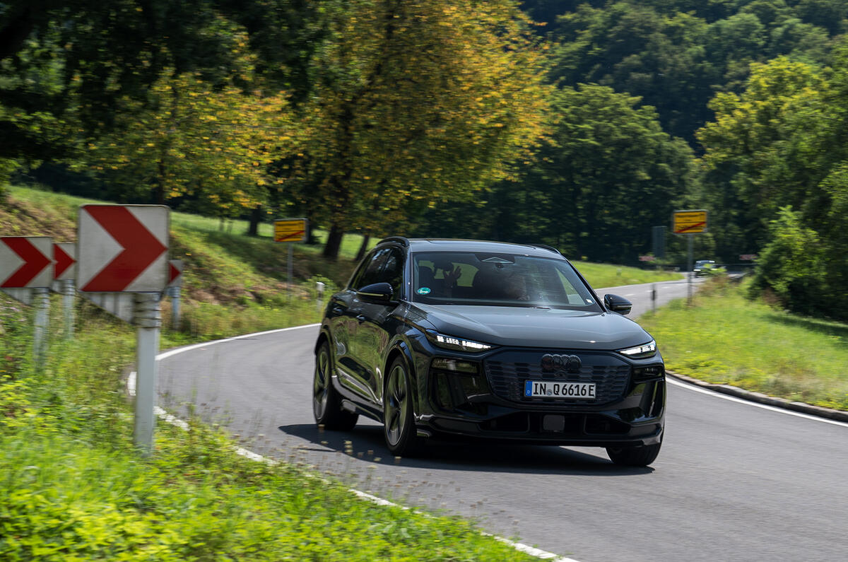 Audi Q6 e tron on road front 1