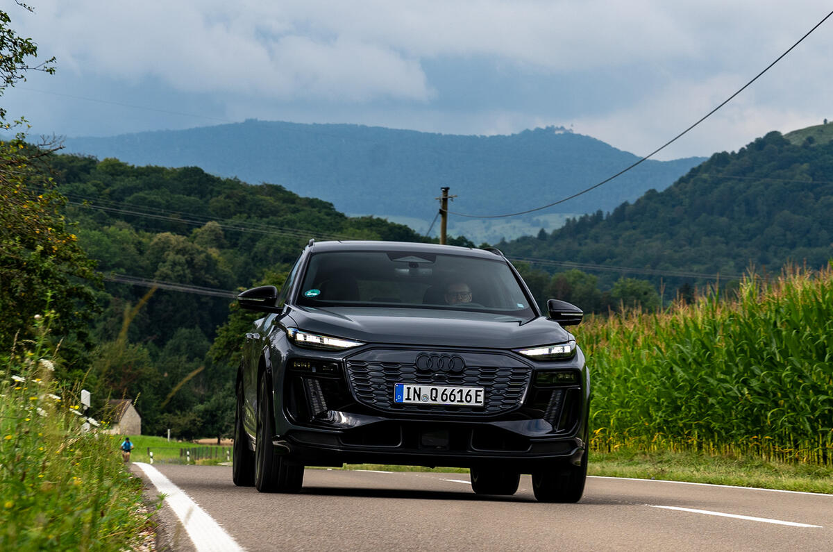 Audi Q6 e tron on road front 2