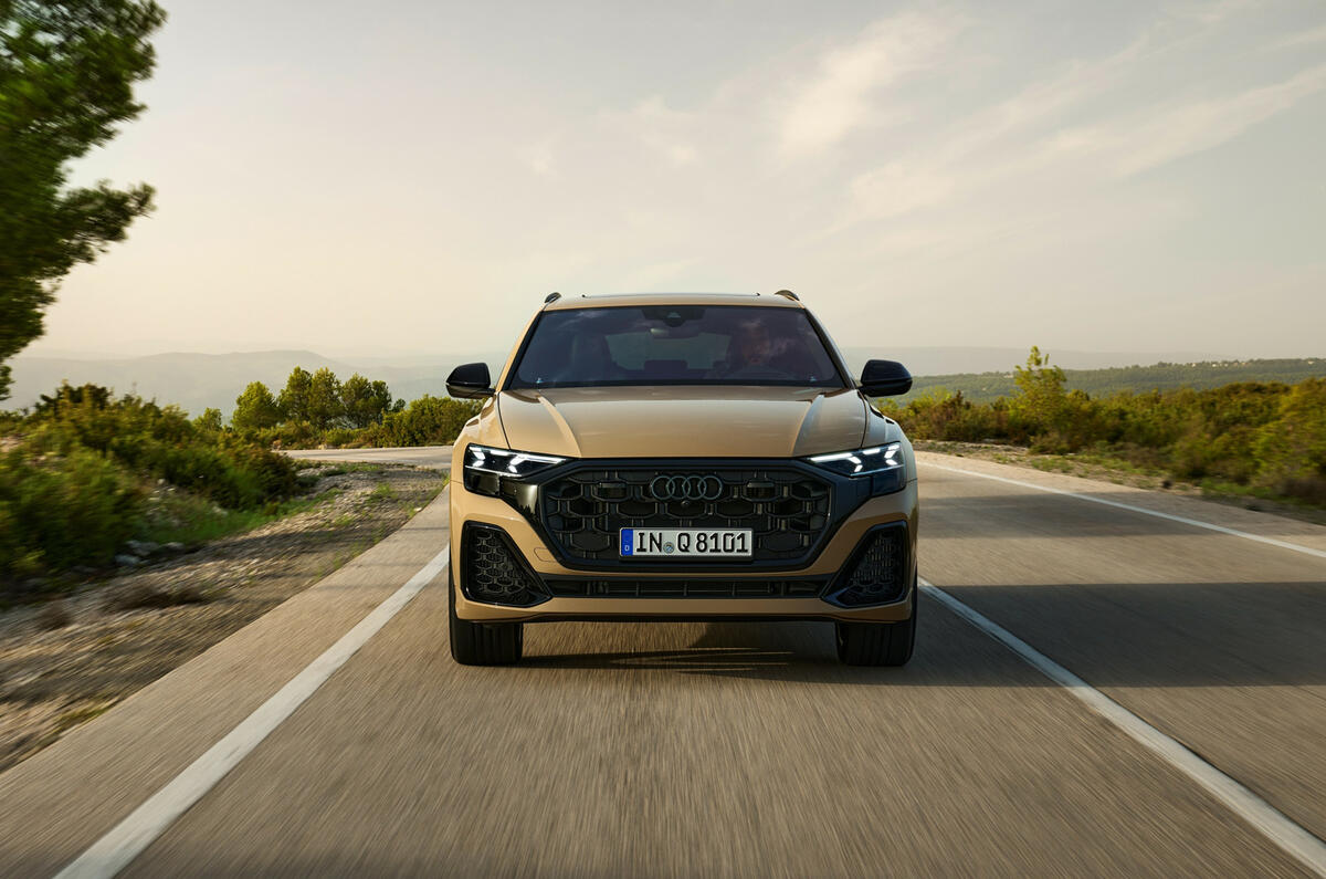 Audi Q8 front head on driving Audi Q8 front head on driving
