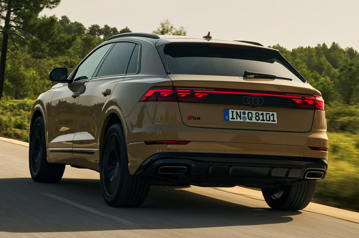 Audi Q8 rear on road Audi Q8 rear on road