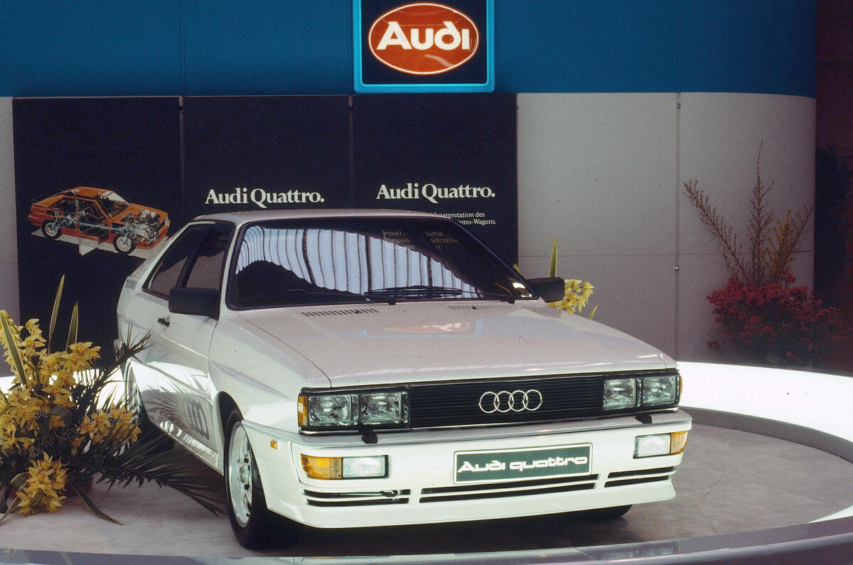 The original Audi quattro turned heads when it was unveiled at the 1980 Geneva Motor Show The original Audi quattro turned heads when it was unveiled at the 1980 Geneva Motor Show
