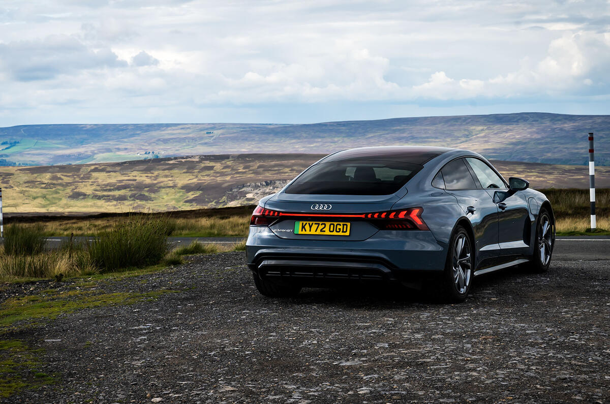 The scenic roads of the Pennines are the perfect litmus test for the Audi e-tron GT's driving character The scenic roads of the Pennines are the perfect litmus test for the Audi e-tron GT's driving character