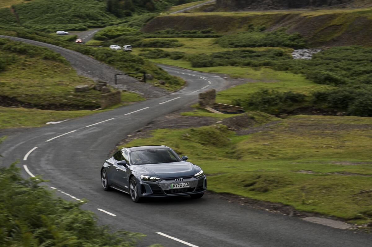 The Audi e-tron GT’s powerful high-tech electric motors offer up to 0.3g of regenerative braking The Audi e-tron GT’s powerful high-tech electric motors offer up to 0.3g of regenerative braking