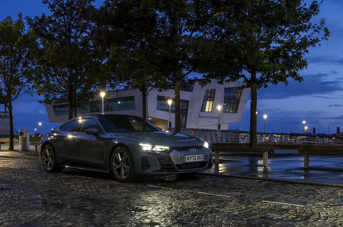 Ready for the off: our Audi e-tron GT has been charging overnight, letting us start our trip with maximum range Ready for the off: our Audi e-tron GT has been charging overnight, letting us start our trip with maximum range