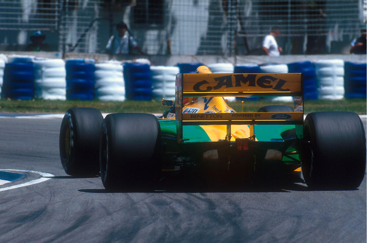 Michael Schumacher in the 1992 Australian GP driving a Benetton B192