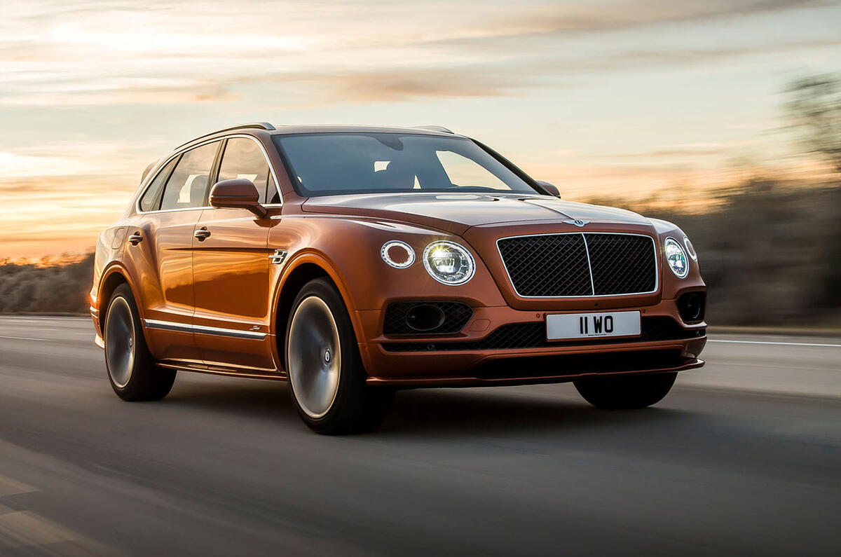 Bentley Bentayga Speed front three quarters in motion