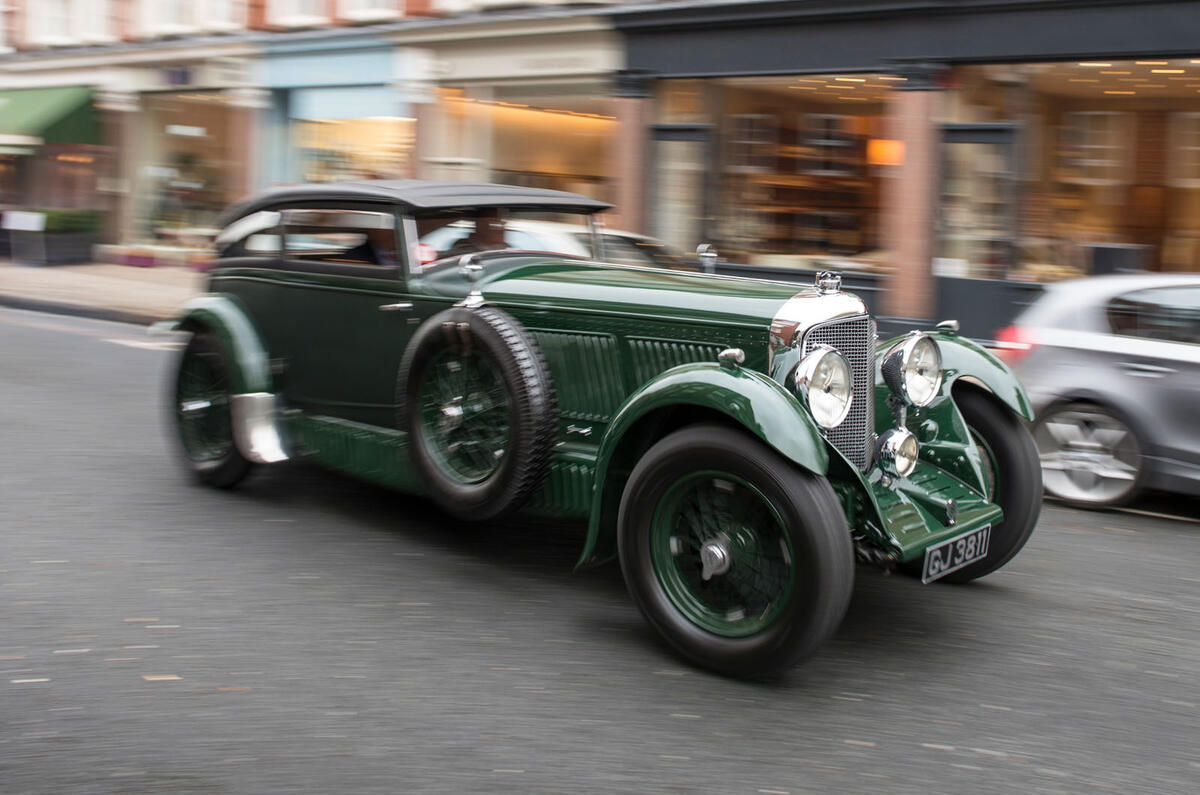 Bentley Blue Train Special London front quarter tracking blur Bentley Blue Train Special London front quarter tracking blur