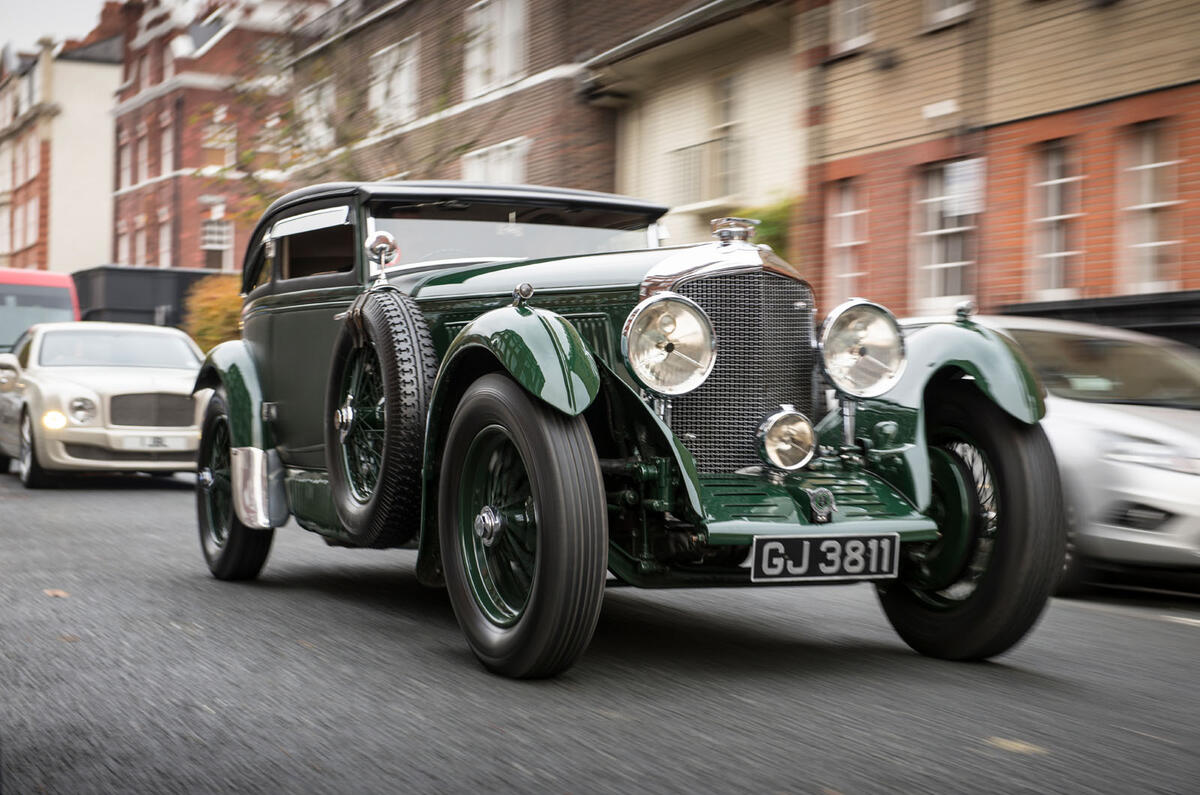 Bentley Blue Train Special London front quarter tracking Bentley Blue Train Special London front quarter tracking