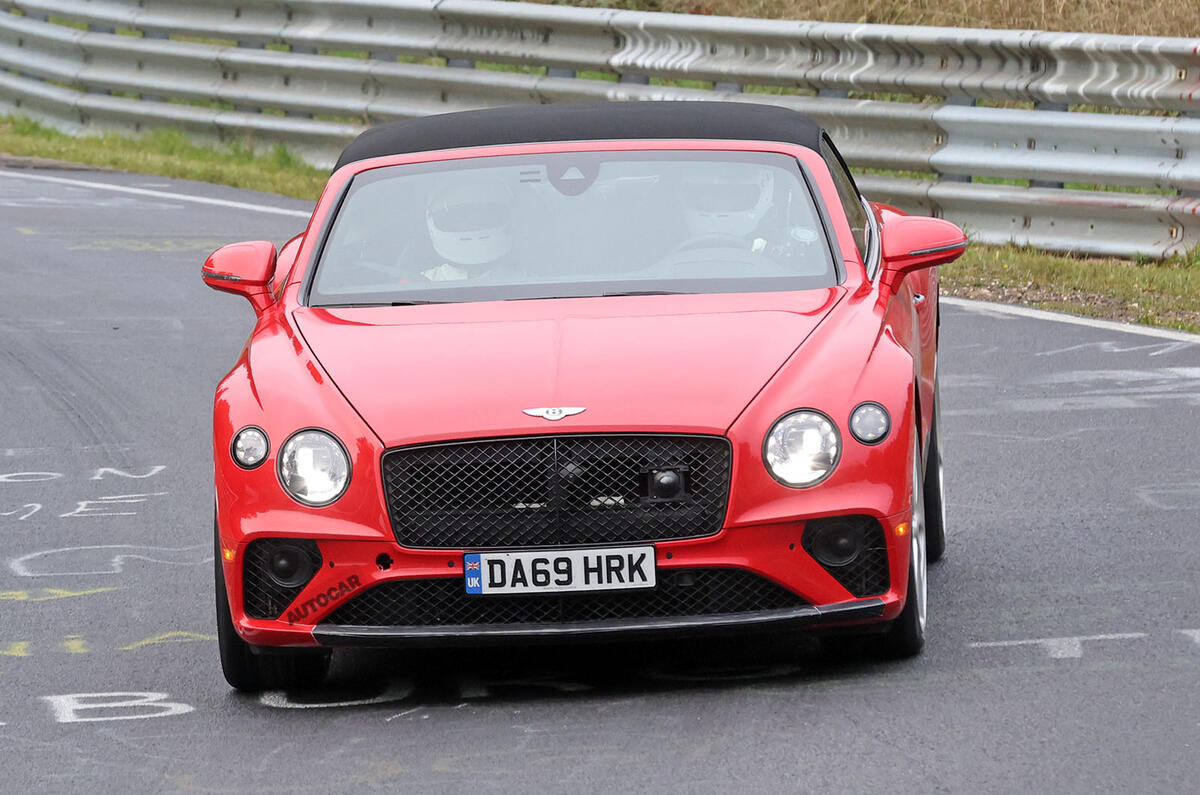 Bentley Continental GTC PHEV spy nurburgring front 