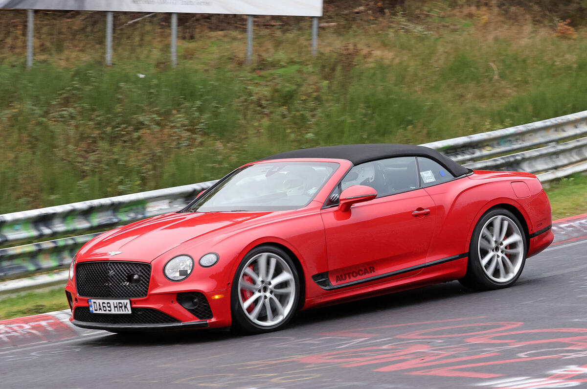 Bentley Continental GTC PHEV spy nurburgring left side