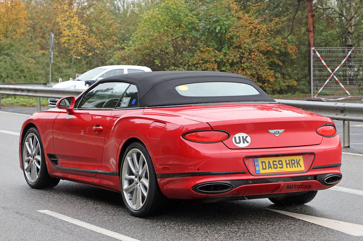 Bentley Continental GTC PHEV spy rear left 2