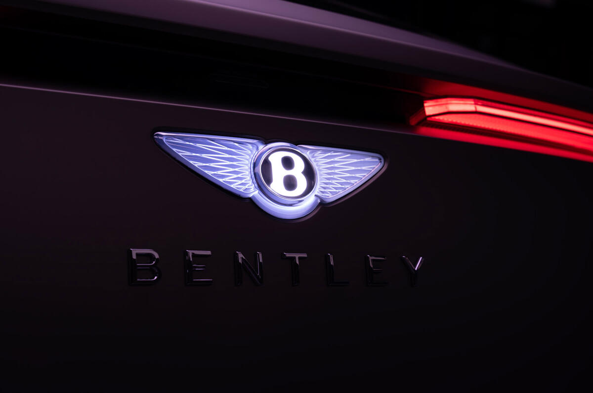 Bentley EXP 15 concept rear badge lit up detail Bentley EXP 15 concept rear badge lit up detail