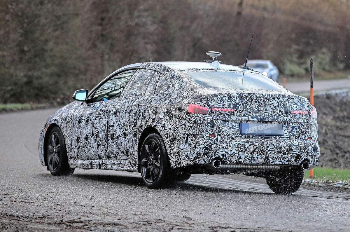 BMW 2 Series Gran Coupe spy shot rear three quarter