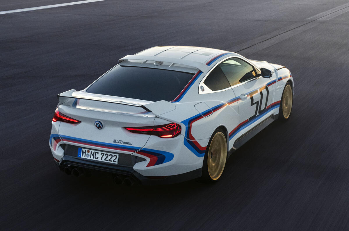 BMW 3.0 CSL 2022 rear quarter tracking high BMW 3.0 CSL 2022 rear quarter tracking high