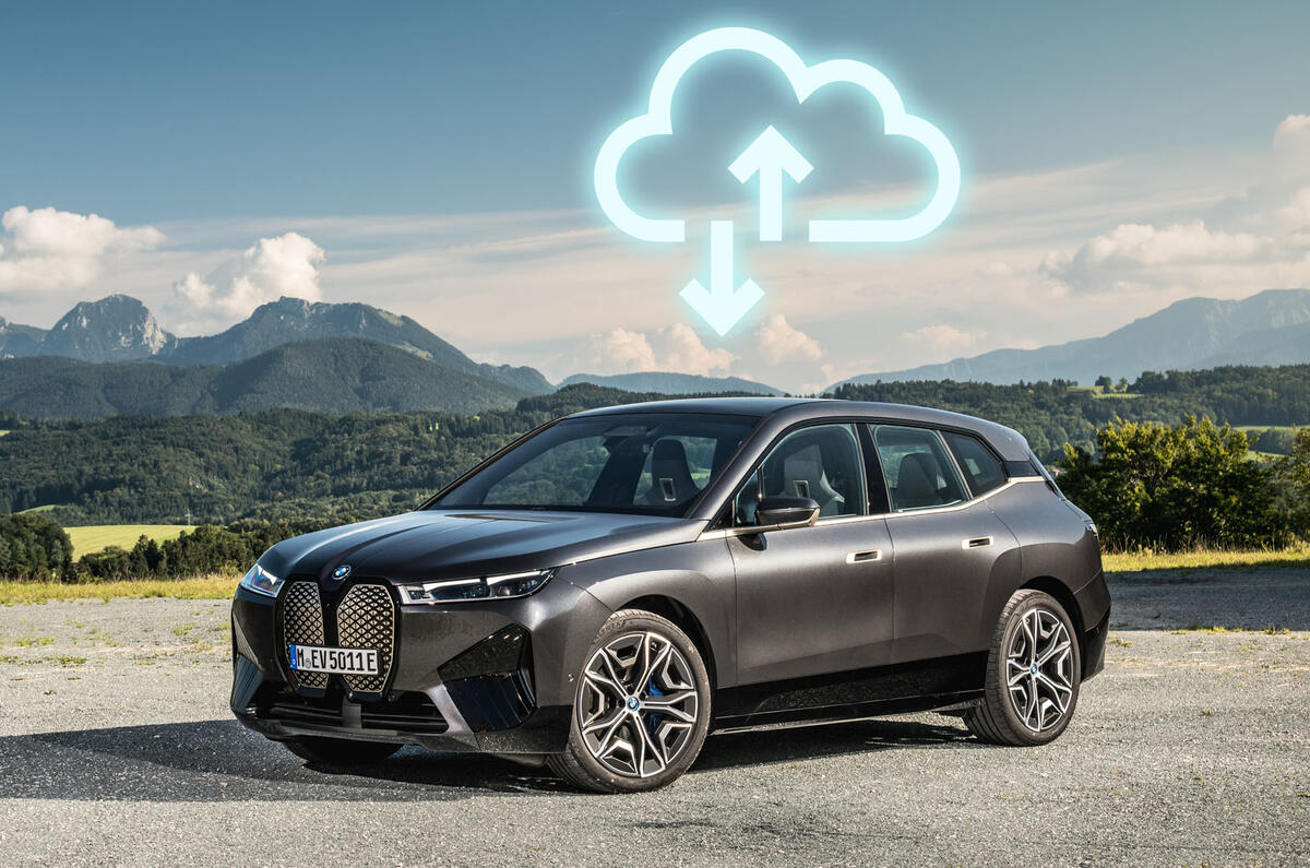 BMW iX front quarter static cloud connectivity