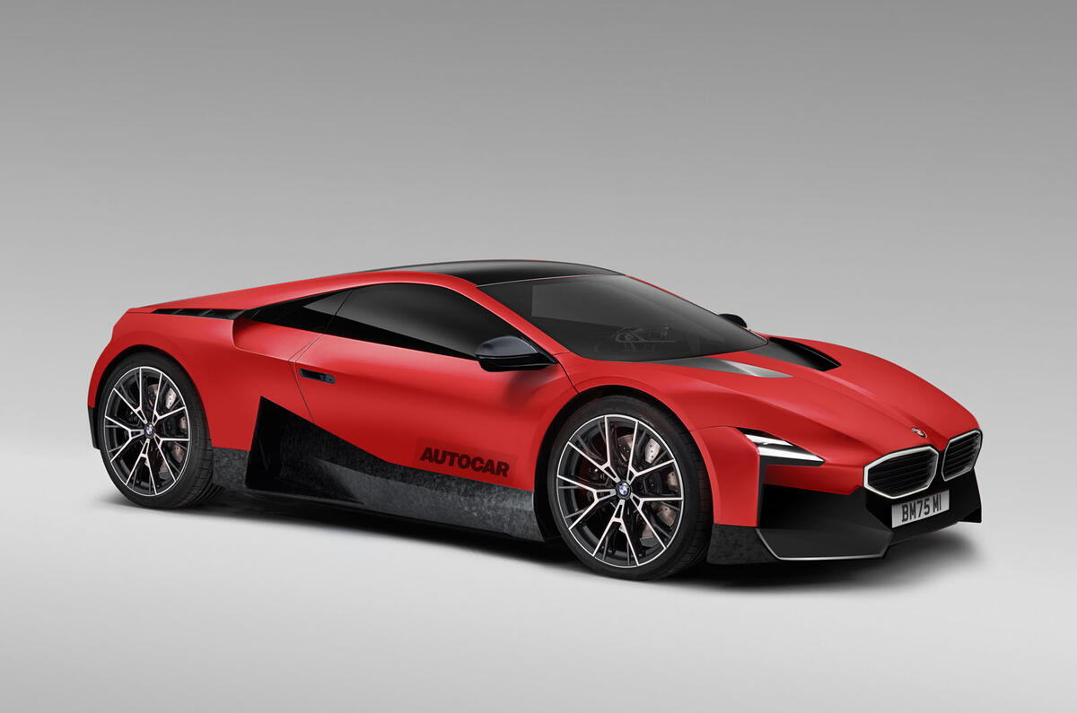 BMW M1 2030 Autocar render front quarter static red
