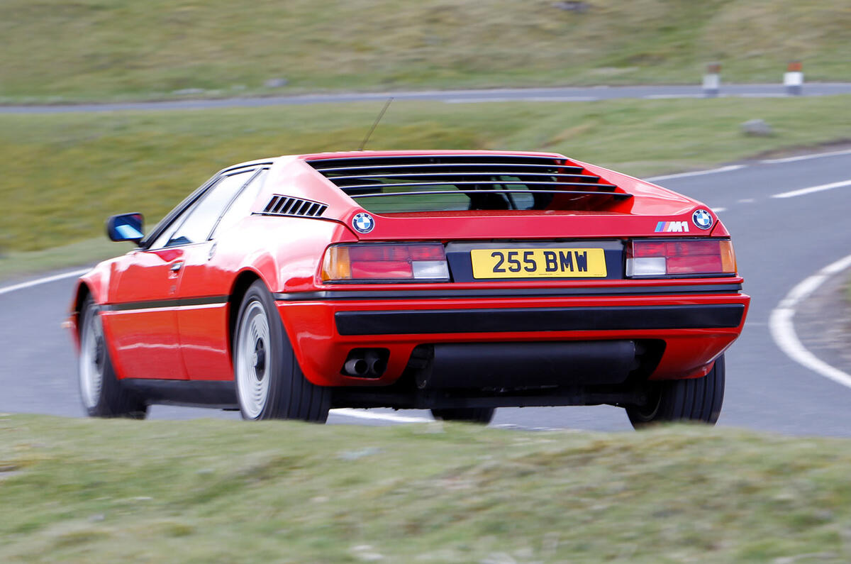 BMW M1 rear three quarter tracking BMW M1 rear three quarter tracking