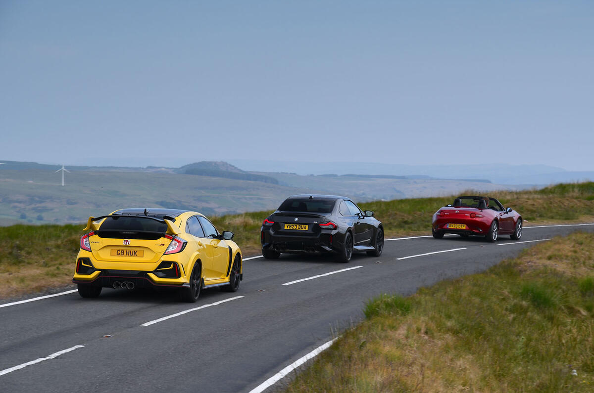 BMW M2 vs Honda Civic Type R vs Mazda MX 5 75