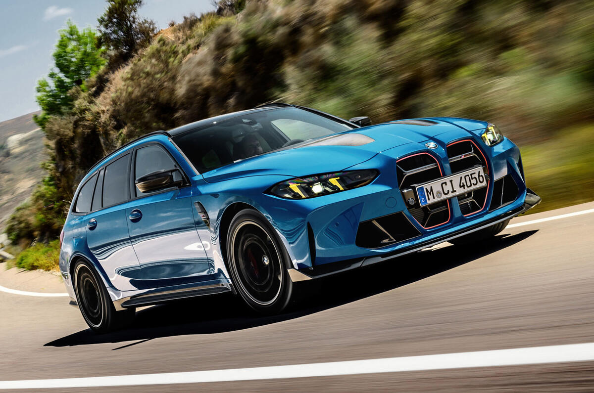 BMW M3 CS Touring front quarter tracking