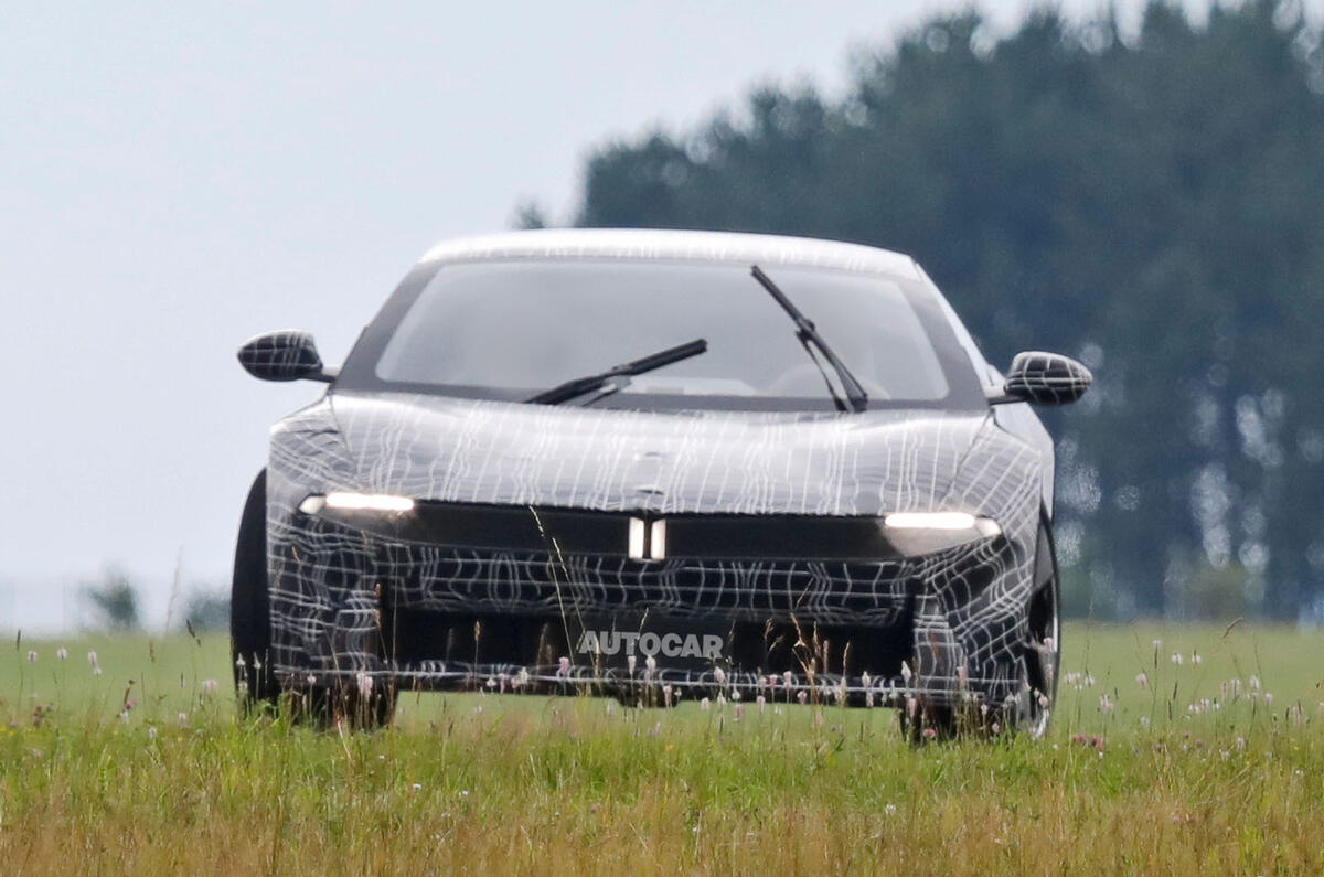 BMW Neue Klasse coupe camouflaged front cornering