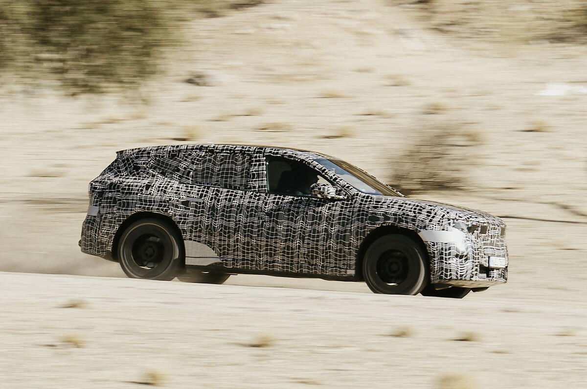 BMW iX3 prototype testing in South Africa   panning, side