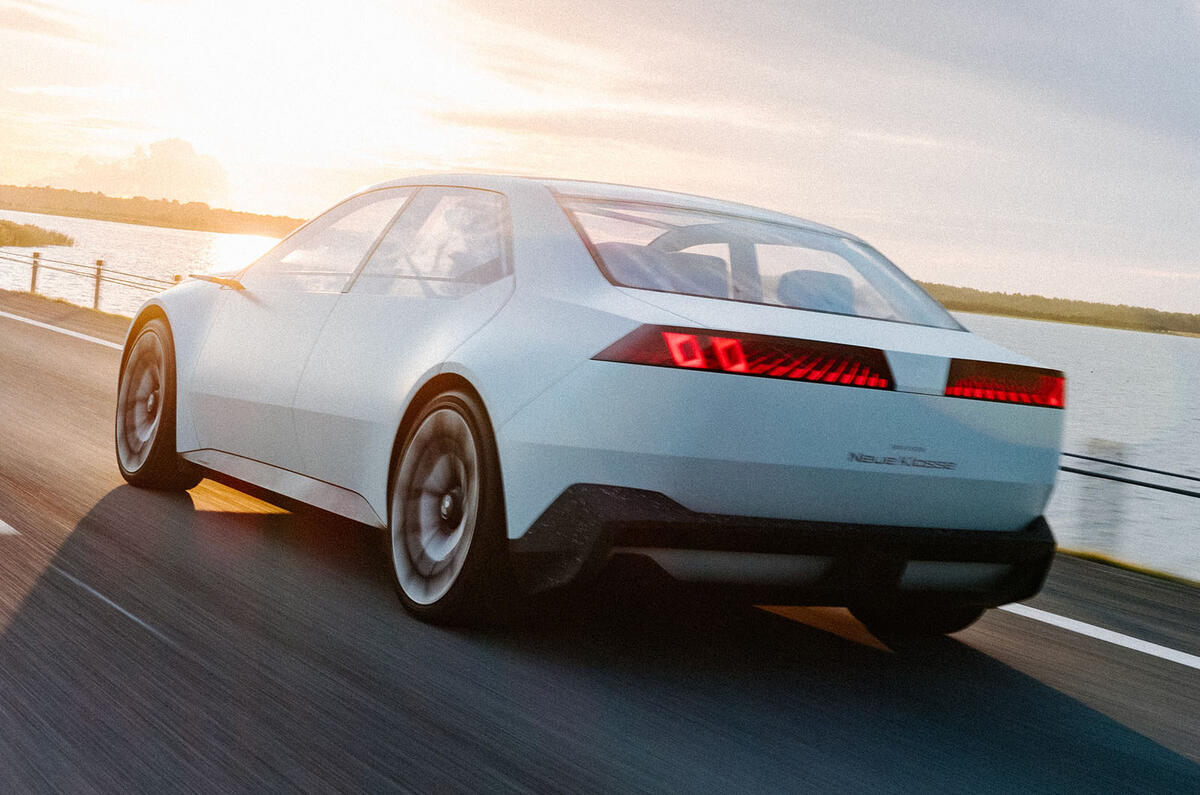 BMW Vision Neue Klasse concept rear three quarter tracking BMW Vision Neue Klasse concept rear three quarter tracking