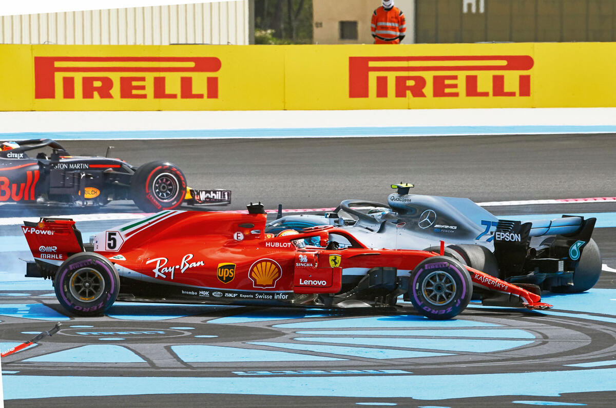Sebastian Vettel clashes with Valtteri Bottas