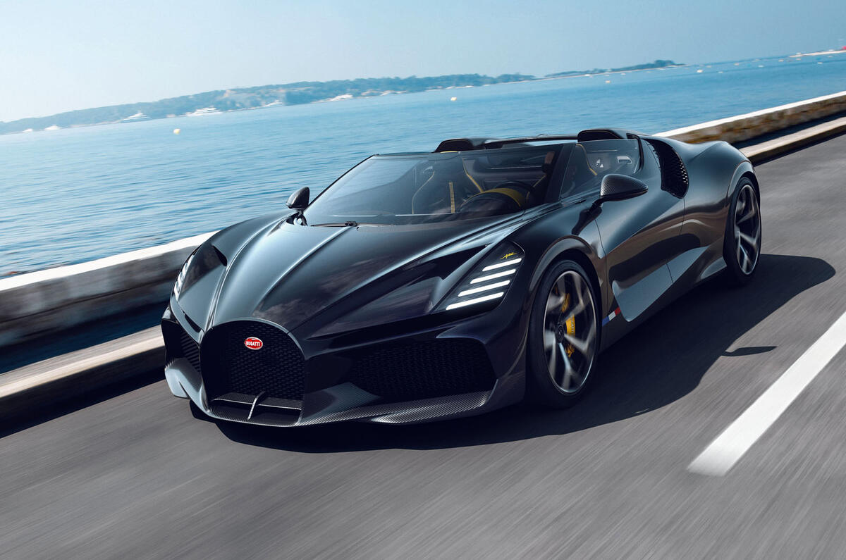 Bugatti Mistral roadster front driving Bugatti Mistral roadster front driving