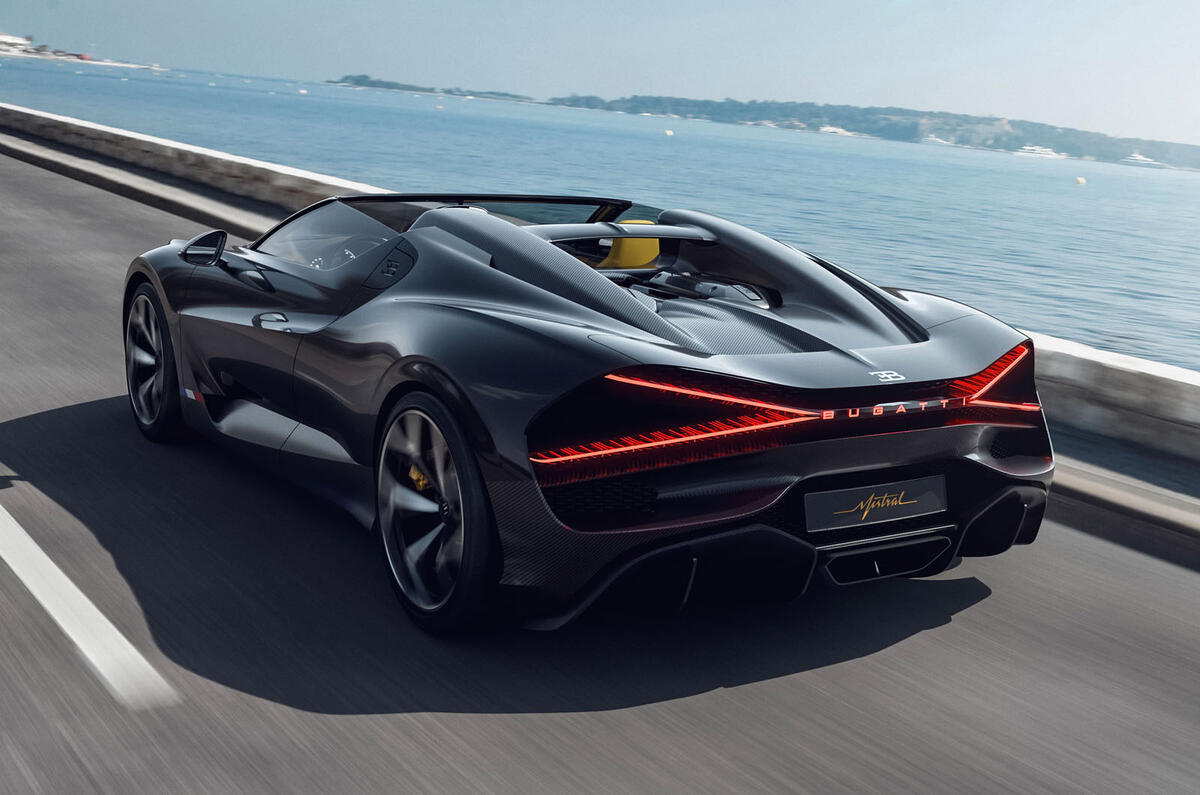 Bugatti Mistral roadster rear driving Bugatti Mistral roadster rear driving