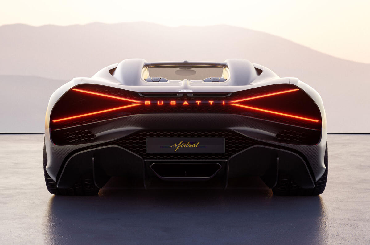 Bugatti Mistral roadster rear static Bugatti Mistral roadster rear static